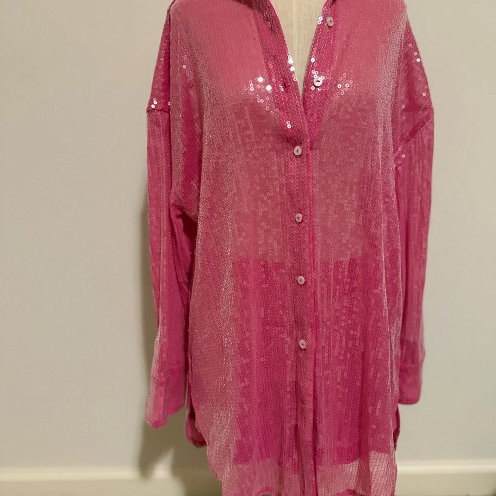 Victoria's Secret Hot Pink Sequin Swim Coverup - Picture 5 of 7